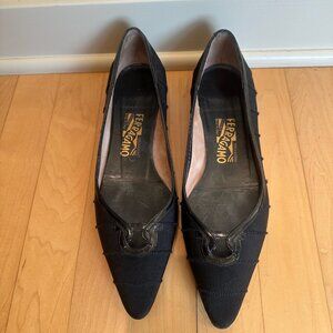 Salvatore Ferragamo Grosgrain Black Flats